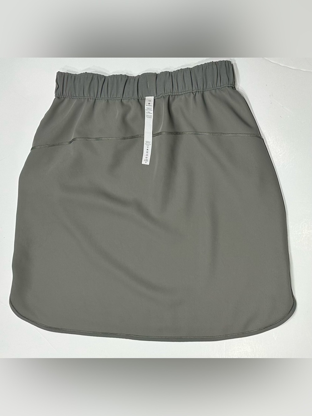 LULULEMON On The Fly Grey Green Elastic Drawstring Waist Skirt Pockets Size 10 - Picture 12 of 16